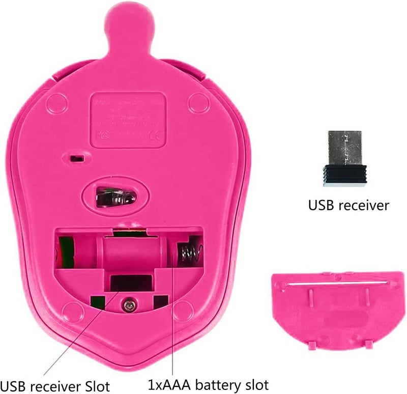 elec Space Wireless Turtle-Shaped Mouse, 2.4G Optical Computer Mouse, 3 Buttons, 12 x 7.7 cm (hot Pink) - Image 5